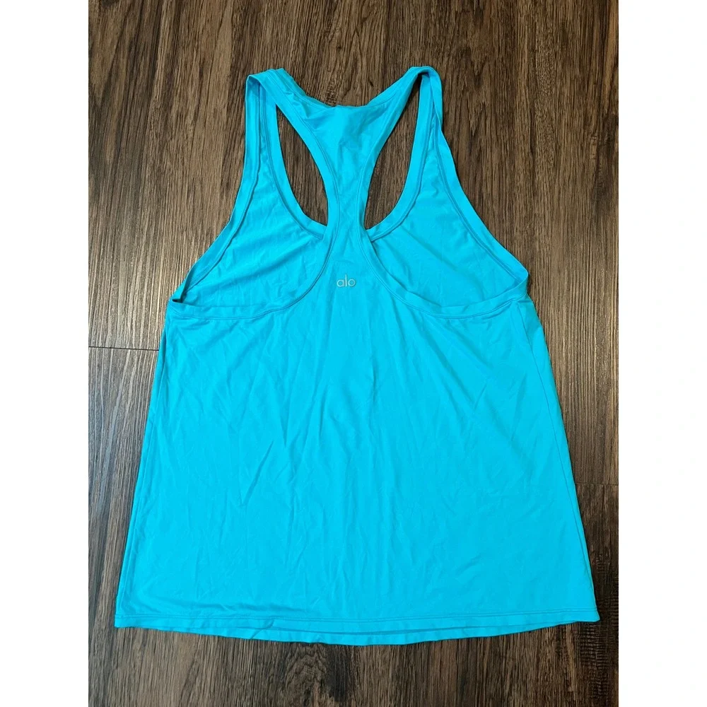 Alo Yoga Womens Racerback Tank Top Turquoise Blue Size Medium Activewear Yoga